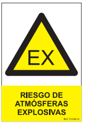 SEÑALÉTICA CLASE A 210X210 MM  ATMOSFERAS EXPLOSIVAS PVC 1mm ATEX (copia)