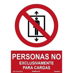 [RD40008] SEÑAL ADHESIVA PELIGRO PERSONAS, EXCLUSIVAMENTE CARGA 200X300 mm (copia)